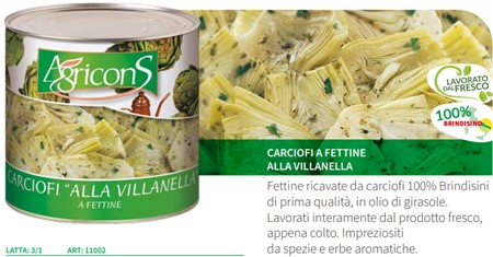 CARCIOFI a FETTINE VILLANELLA in OLIO 3/1 AGRICONS