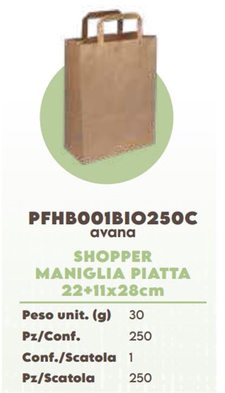 SHOPPER AVANA CARTA MANIGLIA mis.22 pz.250