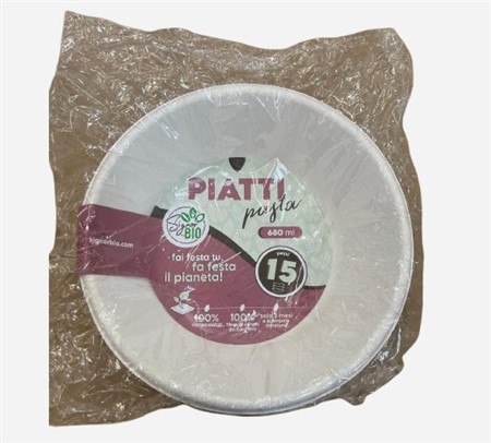 PIATTO TONDO PASTA ml.680 x 15 pz. BIO