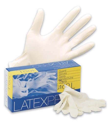 HANDSCHUHE LATEX Gross L 100 Stuecke WEISS